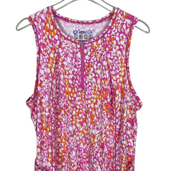 IBKUL Zip Neck Tennis Dress With Shorts UPF 50+ Sleeveless Size Large Pickleball - Picture 3 of 16